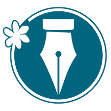logo norsk målungdom. En pennesplitt mot blå bakgrunn.