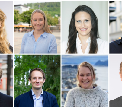 Bildecollage av åtte unge stortingsrepresentanter